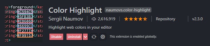 Color Highlight vscode extension